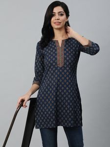 High on Demand Ethnic Clothing & Accessories Cotton Printed Kurti Tops for Regular and Office Wear Available for Sale From India - Product Image 5