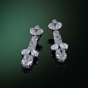 18K Solid White Gold Multi-Shape Lab Grown <b>Diamonds</b> <b>Dangling</b> Drop <b>Earrings</b> Luxury Monaco <b>Earrings</b> Best for Anniversary Gifts OEM - Product Image 1