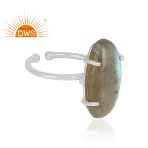 Nuevo diseño de plata de ley fina labradorita natural piedra preciosa anillo apilable fabricante de joyas - Product Image 2