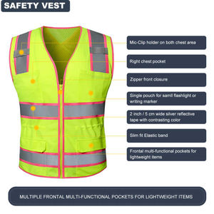 Gilets de travailleur de la sécurité routière en gros gilet réfléchissant avec poches gilet de sécurité sans manches à fermeture éclair en cours d'exécution - Product Image 3
