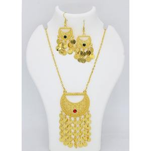 <b>Arabic</b> <b>Jewelry</b> NECKLACE SET ETHNIC FASHION AFRICAN GOLD PLATED Chain Pendant Earrings Dubai UAE Indian <b>Jewelry</b> - Product Image 3