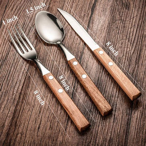 Stainless Steel Flatware Set With Wooden Handle Mirror Finished Perfect Cutlery Wedding Kitchenware Hotel Cafe Restaurant Use - Product Image 3