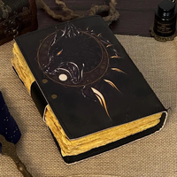 Carnet de croquis fait main en cuir Black Wolf, 200 pages, papier vintage à bords festonnés, journal imprimé, cadeau, carnet de dessin 5x7