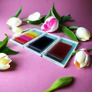 Marque privée ELFA marque individuelle noire faite à la main naturelle douce Hy Lon fibre Extensions de cils plateau exportation en vrac pour les cils - Product Image 1