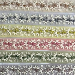 ความหรูหราแบบดั้งเดิม9 mtr. ตาข่ายลูกไม้ลายผีเสื้อปักหลากสีลายดอกไม้3D งานแฮนด์เมดโรแมนติกเรียบง่ายมีสไตล์ - Product Image 3