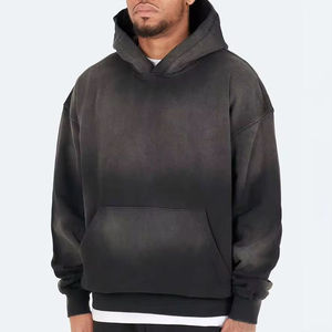 Sweats à capuche délavés à l'acide poids lourd vierge Sweatshirts Vintage Stone Wash Logo personnalisé surdimensionné Hoddie Hodie Boxy Fit OEM - Product Image 1