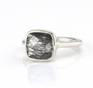 Pierres précieuses Onyx noires taille 10mm forme de coussin facetté Vermeil or 925 argent Sterling lunette ensemble bague en argent 925 véritable bagues en argent - Product Image 4