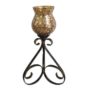 Bougeoir pilier moderne bougeoir en métal fini enduit de poudre noire avec votive en verre à des prix abordables - Product Image 6