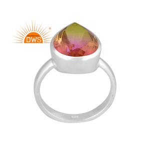 Dernière conception de bague empilable en argent sterling fin Bio Multi Tourmaline Doublet Quartz Gemme Fabricant de bijoux personnalisé - Product Image 1