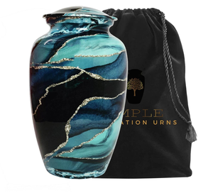 Urnes de crémation enduites Artisan Meena Souvenir élégant et urnes de taille adulte Mémorial à graver étanche - Product Image 1