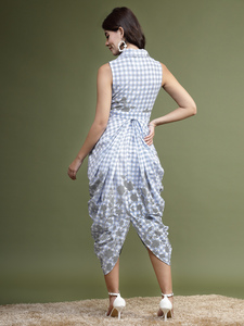 Blue Colored Printed Jumpsuit <b>Boho</b> Romper With Pockets & Loose Elastic Waistband Customized <b>Petite</b> <b>Dress</b> at Wholesale Prices OEM - Product Image 2