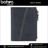 Dompet Pria Kulit Asli RFID Vintage Lipat Tiga Desain Jahitan Katun Panjang Pendek, Dapat Disesuaikan, Laris Manis