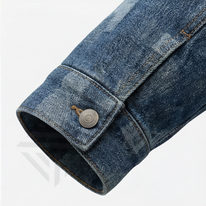 Veste en jean de style urbain de haute qualité pour hommes, logo brodé personnalisé 2025, couleur bleu clair, coupe ajustée, réversible, utilisation hivernale - Product Image 6