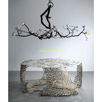 Ensemble de 2 Tables Basses Luxe Marbre avec Piétement Métal Artistique Mobilier Salon Moderne Tables d'Appoint Designer Faites Main OEM ODM