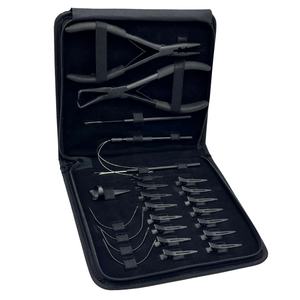 Kit de Herramientas Profesional para Extensiones de Cabello de Acero Inoxidable Negro Mate: Alicates, Agujas, Gancho y Lazo para Instalación en Salón - Product Image 1