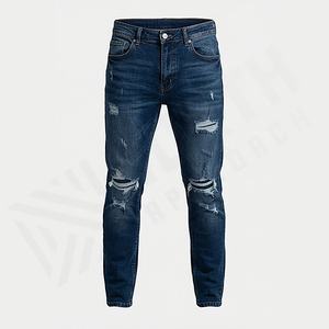 Wholesale <b>Men</b> <b>High</b> Quality Mid Washed Denim Customized Color Whisker Pants Classic Mid <b>Waist</b> Functional Pocket Light Print Custo - Product Image 1