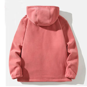 Veste doublée en polaire avec sweat côtelé en corail-Haut unisexe décontracté à col montant à l'américaine - Product Image 4