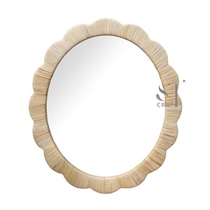 Miroir mural en rotin festonné de haute qualité pour la décoration intérieure, miroirs en rotin, style bohème vintage, salle de bain, salon, Vietnam - Product Image 2