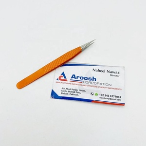 Pince à épiler en fibre d'isolation orange à poignée diamantée en acier inoxydable de haute qualité Extensions de cils en gros Pointe pointue - Product Image 6