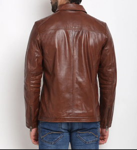 Veste en cuir véritable pour homme, imperméable, col montant, devant, nouvelle tendance, mode, sur mesure, vente en gros, OEM, usine - Product Image 2