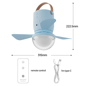 Ventilateur suspendu multifonctionnel DP Wholesale, 12000 mAh, longue autonomie, télécommande, 12 W, ventilateur de plafond rechargeable avec lumière LED - Product Image 6