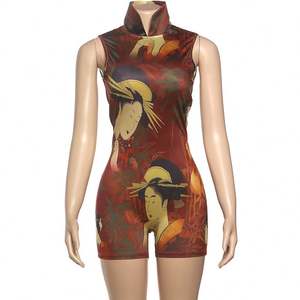 Drop Shipping 2025 Boutique High Quality Fashion New Design Digital Printed Backless Sexy High Waist Yoga <b>Casual</b> <b>Jumpsuit</b> - Product Image 1