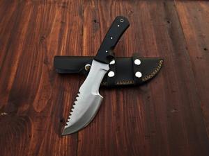 Traqueur de lame en acier D2 de taille personnalisée couteau à lame fixe manche en Micarta avec prise confortable pochette en cuir de vachette couteaux de camping - Product Image 5