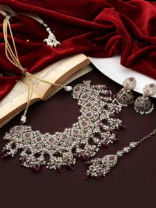 Joyería nupcial AD inversa, collar de forma ovalada AD inversa, collar indio tradicional, joyería nupcial de diseñador. - Product Image 2