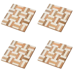 Posavasos Cuadrados de Nogal con Incrustaciones de Hueso, Hechos a Mano, Ecológicos, para Espacios de Estilo - Product Image 1