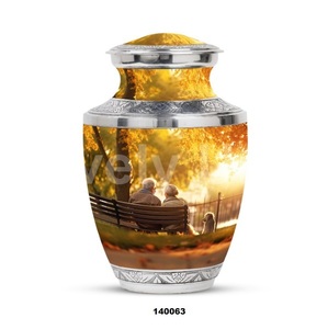 Yellow Aluminium Large Cremation Adult Urn for Human Ashes With Free <b>Velvet</b> <b>Bag</b> - Product Image 2
