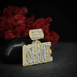 Custom Handmade Double Layered Hip Hop Iced Out Men Jewelry 925 <b>Silver</b> VVS Moissanite Round Brilliant Diamond <b>Letter</b> Pendant - Product Image 2