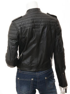 Veste en cuir pour femme en peau de mouton véritable Original court court coupe ajustée support tricoté en cuir véritable solide respirant pour l'hiver - Product Image 6