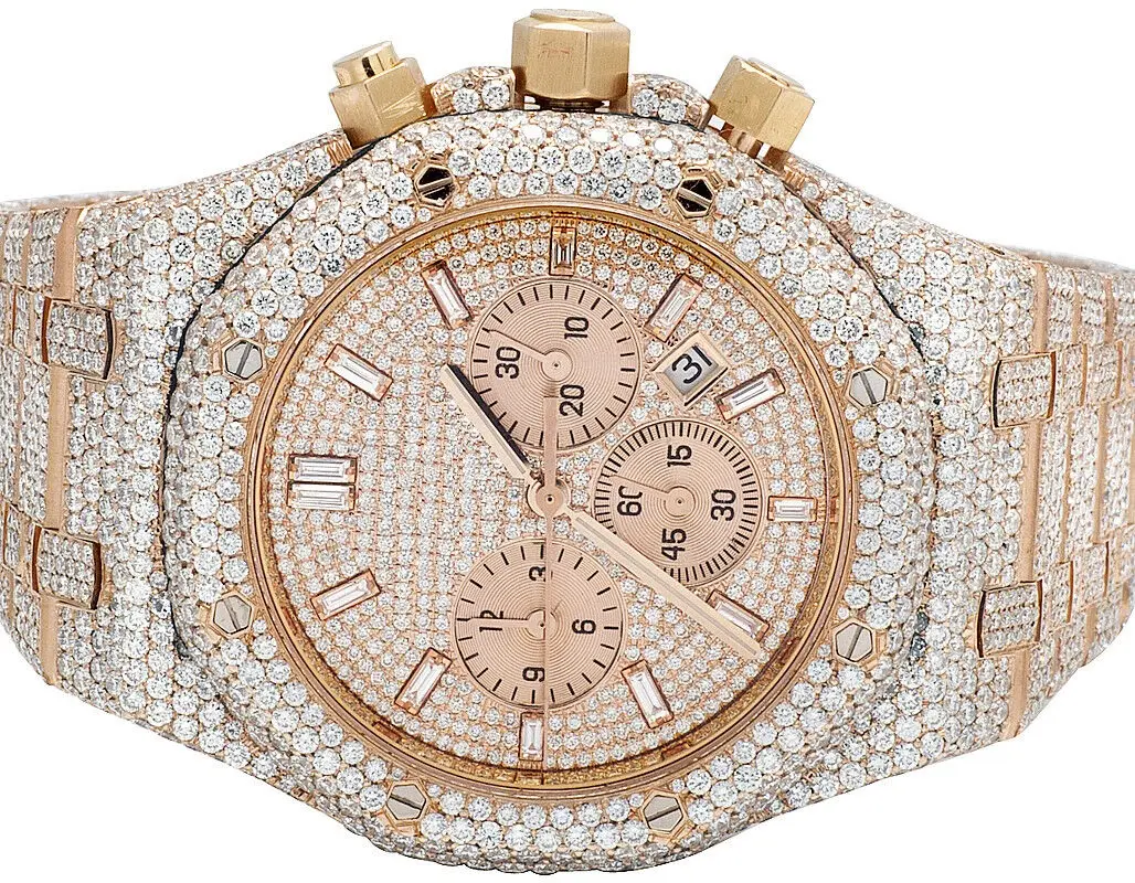 Orologi da uomo in oro rosa Full Diamond in acciaio inossidabile completamente ghiacciato Hip Hop Moissanite diamanti orologi per uomo e donna regalo