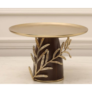Advantageous Design Home Table Top <b>Wooden</b> <b>Cake</b> <b>Stand</b> 2 Tiers <b>Wooden</b> <b>Cake</b> Serving <b>Stand</b> With Metal Leaf Design <b>Stand</b> for Hot Sale - Product Image 6
