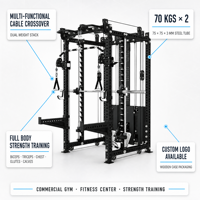 TT-0012 Rack de musculation multifonction robuste 2-en-1 avec poulie fixe, barre de traction et accessoires pour câbles