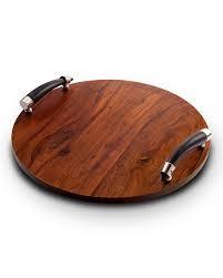 Plateau de service en bois de conception simple pour forme ronde et poignée de trou en bois pour logo personnalisé Plateau de service en bois à vendre - Product Image 4
