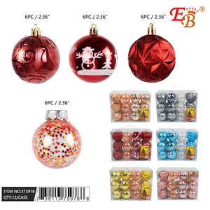 2,4 \ "24-PC conjunto de adornos navideños tamaño personalizado 12 uds/CS para decoración del hogar fiesta bordado con cuentas flocado caja gráfica - Product Image 1