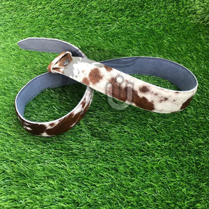Natural Hair-On Cowhide Leather Belt for <b>Men</b> | Heavy Duty Eco-Friendly Western Alloy Buckle with <b>Animal</b> Print - Product Image 5