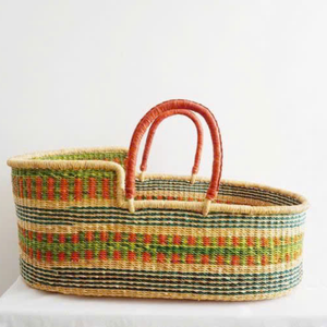 Cesta de Moisés de algas marinas para bebé, cuna con cojín, cuna ecológica, cama de guardería tejida a mano para recién nacidos - Product Image 4