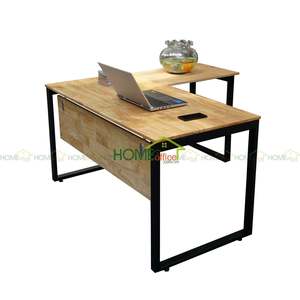 BGDCN68002 - Bureau de direction en L de luxe 1,4 m x 1,4 m en MDF et bois d'hévéa avec pieds en fer 25x50 mm - Montage requis - Design contemporain - Product Image 5