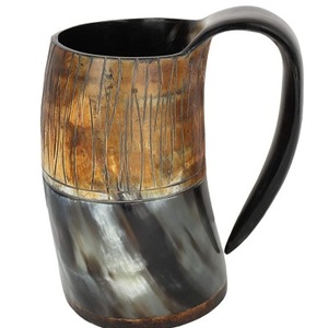 <b>Viking</b> Angel Style Natural Buffalo Horn Beer Mug Best Quality Customizable Logo Party Wear Horn Drinking Mugs - Product Image 4