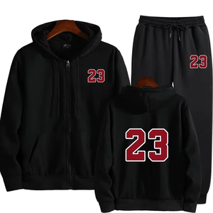 Ensemble de survêtements athlétiques décontractés pour hommes, tenues 2 pièces personnalisées, veste de course complète, pantalon, survêtement à manches longues pour les sports d'hiver - Product Image 1