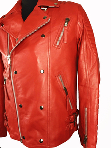 Chaqueta de Motociclista de Cuero para Hombre, Cuero Genuino, Estilo Acolchado, Informal, de Moda, Estilo Racing Café, Ecológica - Product Image 6