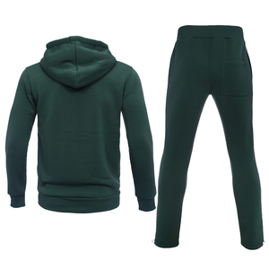 Venta directa de fábrica, conjunto de chándal para correr, sudaderas con capucha de talla grande para hombre, conjunto de sudaderas con capucha y pantalones de chándal con cremallera verde oscuro de alta calidad - Product Image 2