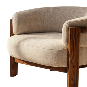 Cream Accent One Seat <b>Sofa</b> <b>Chair</b> Solid Wood Frame Tufted Lounge Armchair Minimalist Home Furniture for Living Room - Product Image 4