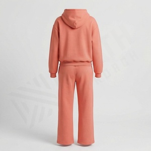 Ensemble 2 pièces pour femmes, décontracté, écologique, uni, pour l'hiver, entraînement, hauts courts à manches longues, pantalons de jogging courts, col à capuche, 100% coton - Product Image 2
