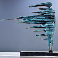 Personnalisé 40cm Art Artisanat Ornement Bureau Décor Collection Cadeau Femme Forte dans le Vent Corps Humain Sculpture Moderne Bronze Statue