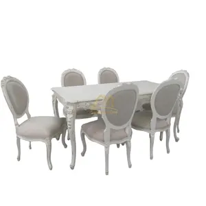 6つの椅子が付いているヨーロッパの贅沢なダイニングセット手で刻まれた無垢材ダイニングテーブルと椅子