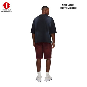 Pantalones cortos de mezclilla con estampado marrón para hombre, pantalones cortos informales de lujo hasta la rodilla para hombre, ropa de calle minimalista personalizada, proveedor de etiqueta privada OEM - Product Image 2