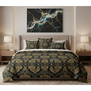 Legacy Luxe Baroque Noir Luxury Comforter Handmade <b>Quilted</b> Printed <b>Bedding</b> Custom Dual Filling-Cotton Polyester for Home Hotels - Product Image 1